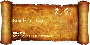 Kovár Ida névjegykártya